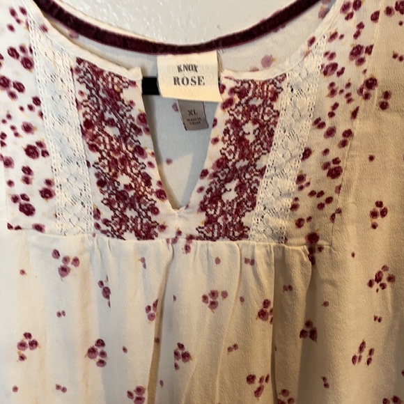 Knox Rose Lace & Embroidred Floral Pheasant Rayon Blouse Top - Picture 2 of 5